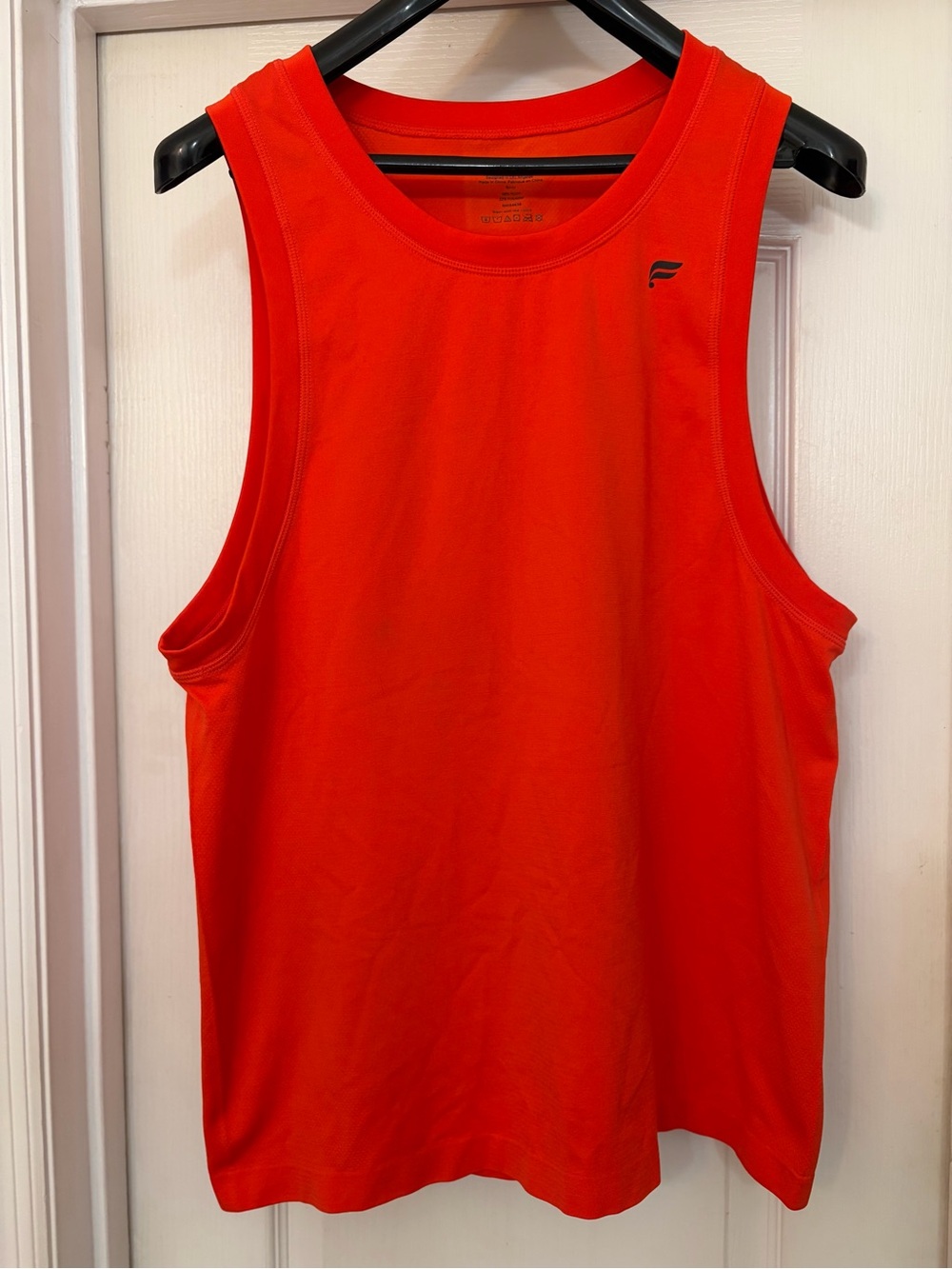 Fabletics Tank Top Mens Medium Orange Mesh Sleeveless Athletic Training Running